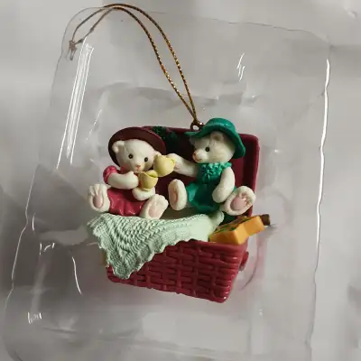 Vintage Teddy Bears Picnic Basket Christmas Ornament NEW, View more