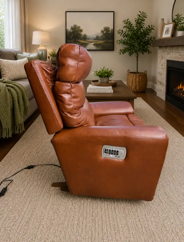 La-Z-Boy Soren Cognac Leather Power Rocking Recliner