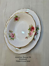 American Beauty Royal Albert Turkey platter & oval bowl 