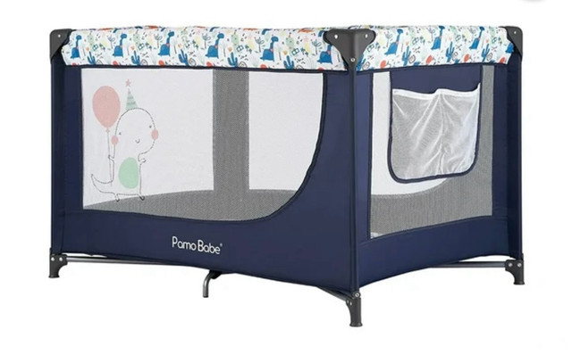 Pamo Portable Crib with Padded Mat: blue in Playpens, Swings & Saucers in Markham / York Region - Image 3