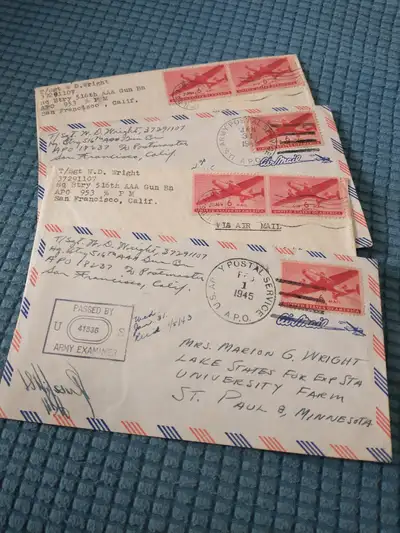 Four 1945 censored US Army WWII covers, SF to Minnesota LOT 2, View more
