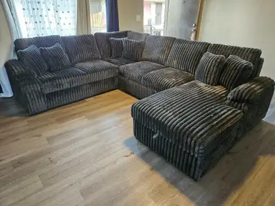 U Shaped Corduroy Sofa Bed with Soft Texture Now on Sale , View more