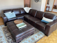  Sectional leather sofa and ottoman 