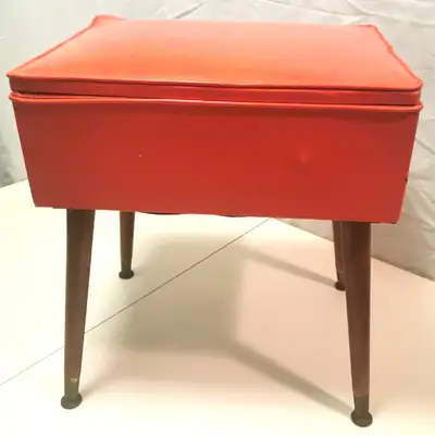 Vintage Orange 1950s Stool / Sewing Kit, View more