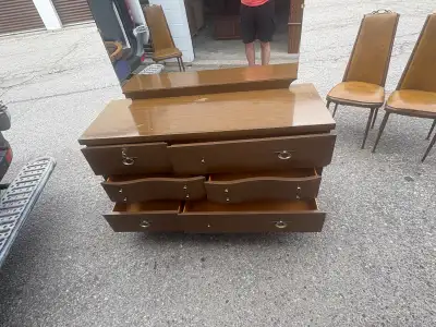 Free delivery used Vintage Wooden Dresser with Mirror, View more
