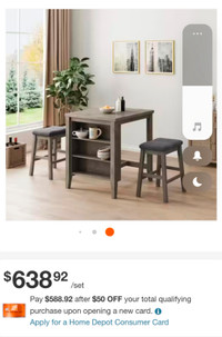 3-Piece Wood Square Dining Table Set with Storage