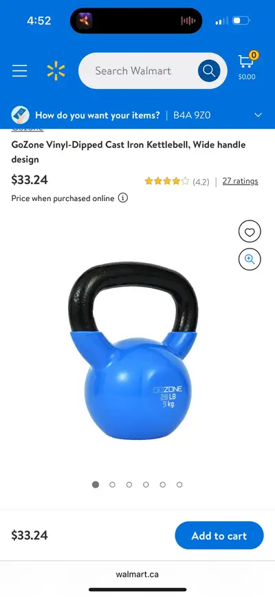 I'm selling a brand new GoZone vinyl-dipped cast iron kettlebell with a wide handle, designed for co...
