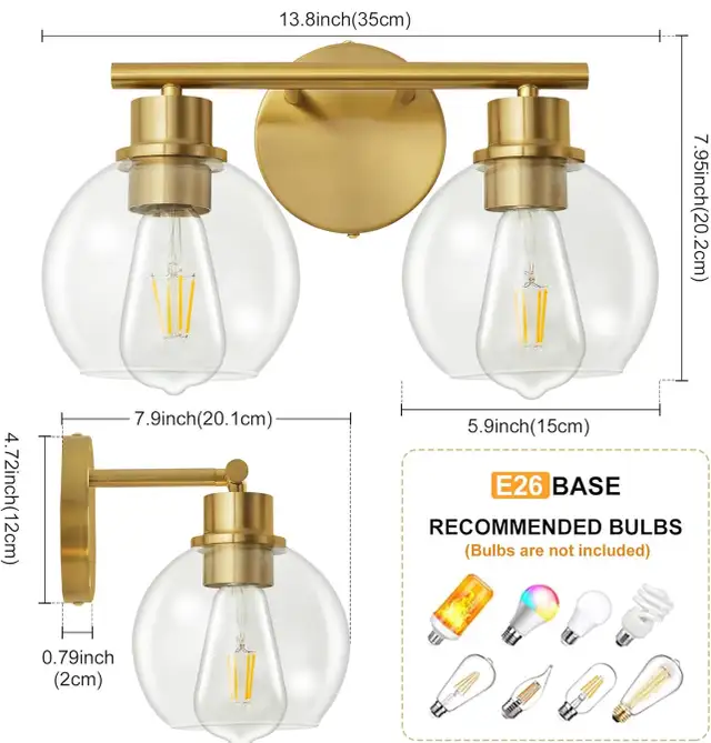 Gold Modern 2-Light in Indoor Lighting & Fans in Ottawa - Image 2