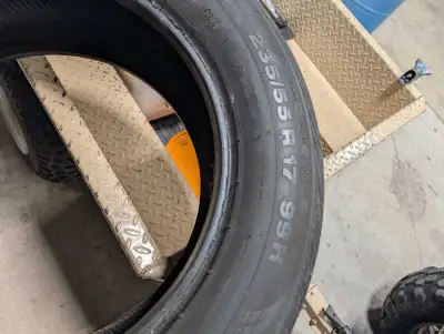 Good tires . Well over half life left. 40 bucks just want them out of the garage