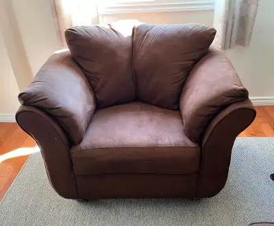Arm chair and foot stool for sale, View more