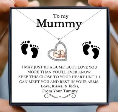 Baby Feet Heart Necklace - expectant mommy gift- pregnant gift, View more