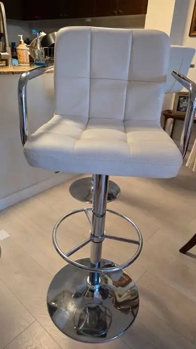 Set of 4 Swivel light cream Metal Bar Stools with hand rest, View more