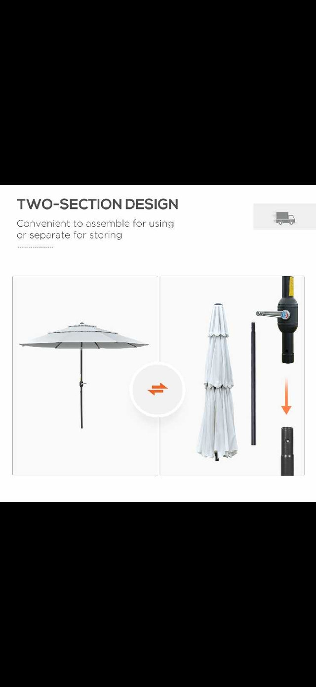 9FT 3 Tiers Patio Umbrella Outdoor Market Umbrella with Crank in Patio & Garden Furniture in Markham / York Region
