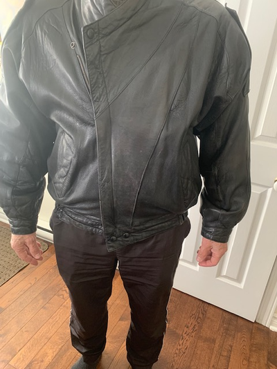 Leather jacket men L . Manteau cuir homme L., View more