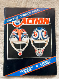 Edmonton Oilers v Calgary Flames 1986 NHL Playoff program/ticket