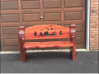 Eastern red cedar outdoor bench.