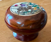 Antique Chinese mahogany wood pocket compass