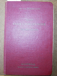 LIVRE PETIT CODE CIVIL ANNOTÉ PROVINCE DE QUÉBEC 3È EDITION 1956