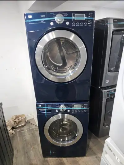 LG 27" Navy Blue Front-Load Stackable Washer & Electric Dryer, View more