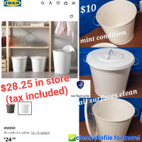 Must Go! Ikea KNODD Bin with lid, white, 16L (4 gallon)Like New