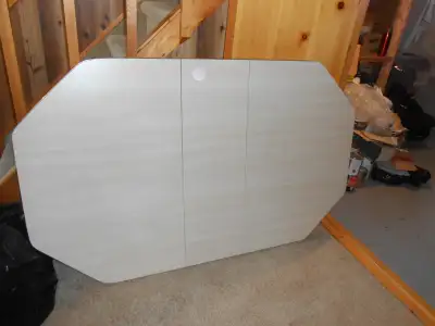 Octagon table veneer finish 4 swivel chairs has chips, View more