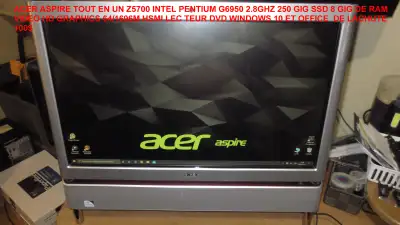 ACER ASPIRE TOUT EN UN Z5700 INTEL PENTIUM G6950 2.8GHZ 250 GIG, View more