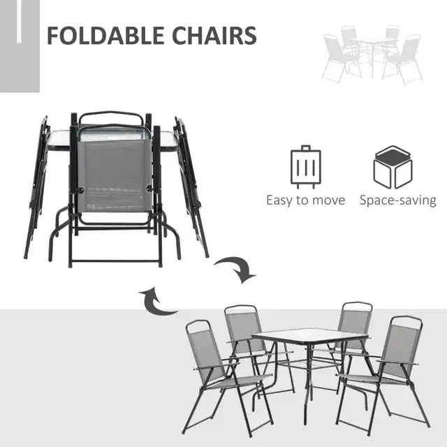 5 Pieces Patio Table and Chairs, Outdoor Dining Set with 4 Fold in Patio & Garden Furniture in Markham / York Region - Image 7