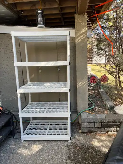 Five tier, 3’ wide by 2’ deep and 16” between shelves. Each shelf capable of holding upwards of 60-7...