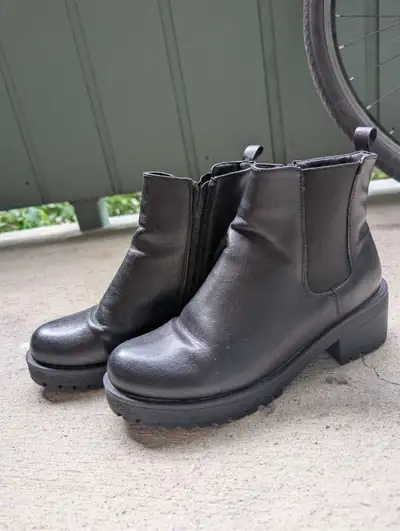 Black Faux Leather Chelsea Boots, View more