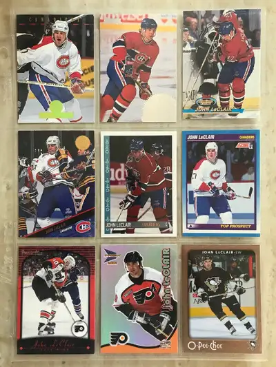 Lot de 21 cartes de hockey différentes - John Leclair, View more