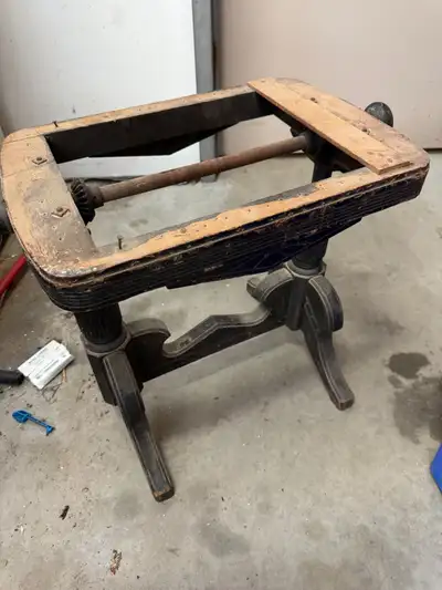 Antique adjustable height piano stool, View more