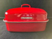 Large Red Kitchenaid Covered Dome Retro Roasting Pan 13 x 16”