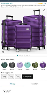 BEOW suitcase set of 3 NEW PURPLE