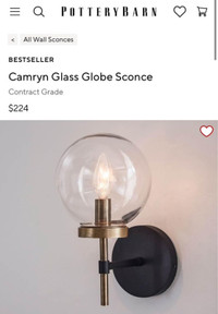 BRAND NEW Pottery Barn Lighting - Camryn Glass Globe Scone