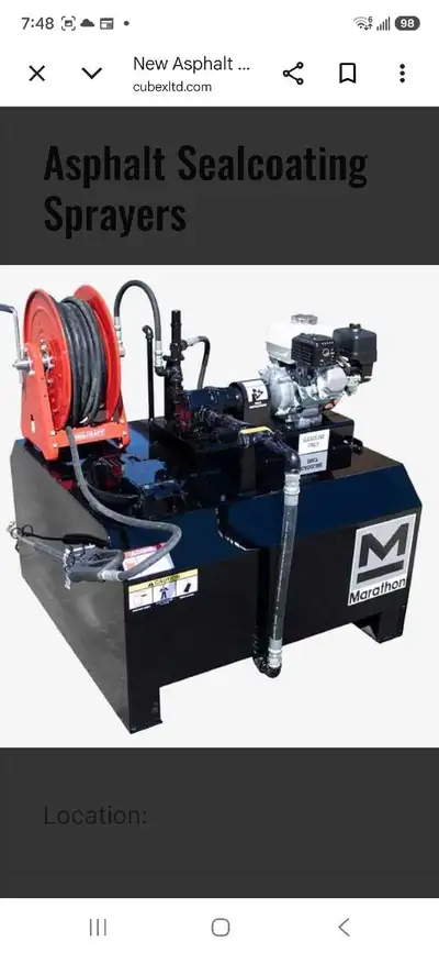 Brand new (have original sales receipt) 115 gallon oil based asphalt sealer spray unit still sitting...