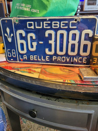 Plaque d'immatriculation Québec 1968