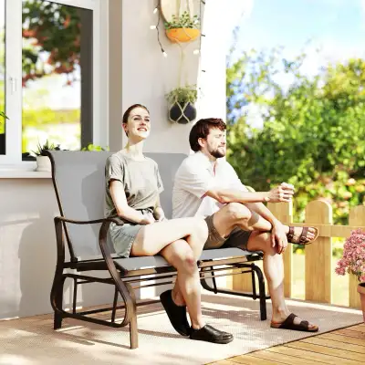 Garden Double Gliding Chair, Patio Glider Armchair， Outdoor, B, View more