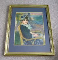 Renoir Framed Lithographed Painting (By The Sea)