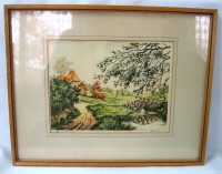 ANTIQUE  PARIS ETCHING SOCIETY PRINT" LE CHATEAU" sgnd. MARTINET