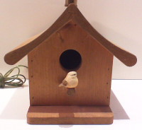 Wooden birdhouse lamp folk art