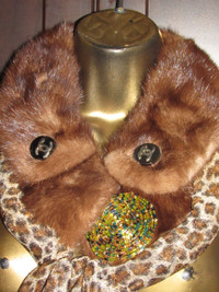 Rare quality real mink fur collar -30C winter scarf