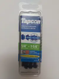 Tapcon 1/4" x 1-1/4" Slotted Hex Concrete Screws /w Bit - 8 Pack