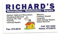 Renovations/Maintenance/On Call Emergency Services