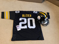 Bleier autographed jersey and helmet