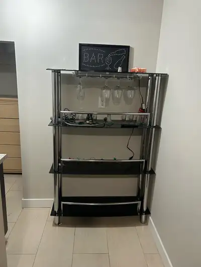 Modern Glass and Chrome Bar Stand, View more