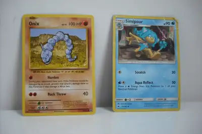 Pokemon Cards - Onix 100HP (2016) - Simipour 90HP (2017) $10 for both