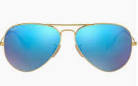Ray-Ban Classic Aviator Sunglasses, Matte Gold/Blue Mirror, NEW