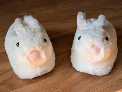 Plush bunny adult sized slippers - Unisex, View more