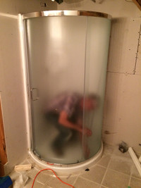 Glass shower door pivoting/sliding problems, will fix them. Show