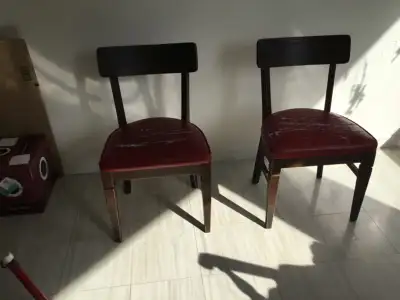 Wooden vinyl seat dining chairs, View more